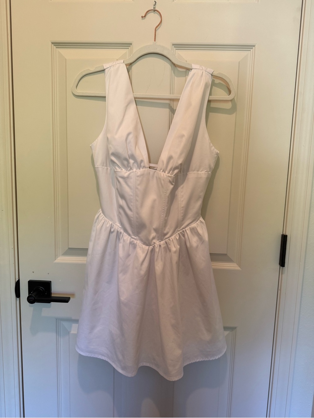 naked wardrobe White V-Neck Sleeveless Skater Dress